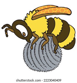 una abeja se percha en una bola de piel