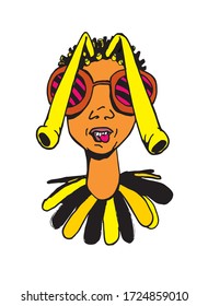 Bee Person with antennae and sunglasses and tongue sticking out