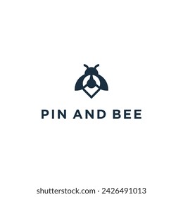 Bee Pin logo design vector illustration template