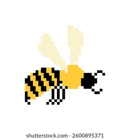 Bee pixel art. insect honeybee 8 bit. 