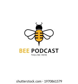 bee podcast logo vector symbol icon design illustration