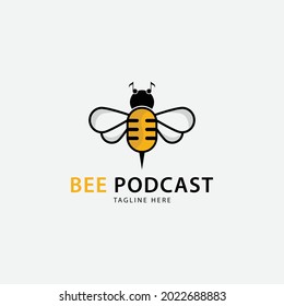 bee podcast logo vector symbol icon design illustration
