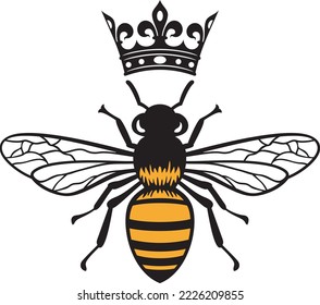 Bee Queen Color Vector Illustration