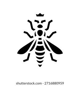 Icono de la corona de la abeja Vector de icono de glifo. signo de icono de la corona de la reina de abeja