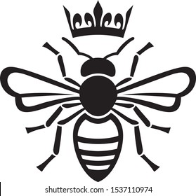 bee queen with crown vector illustration