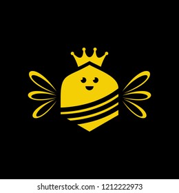 Bee Queen, Fat Cute Bee Logo Icon or Template Vector