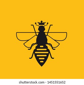 Bee, bee queen icon vector, use for logo designs, package design, honey products.