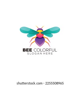 bee queen logo gradient colorful design template illustration
