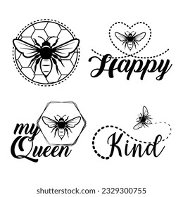 Bee quote inspiration template. Bee logo vector illustration.