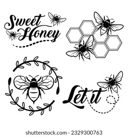 Bee quote inspiration template. Bee logo vector illustration.