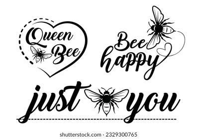 Bee quote inspiration template. Bee logo vector illustration.