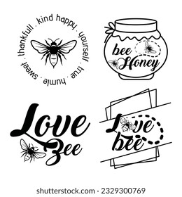 Bee quote inspiration template. Bee logo vector illustration.