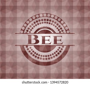 Bee red emblem with geometric background. Seamless.