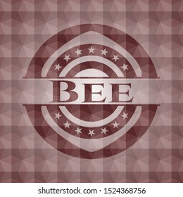 Bee red seamless geometric badge.