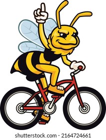 Bee Rides Bicycle Cartoon Mascot Logo