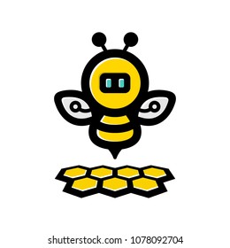 Bee Robot Logo Icon or Template