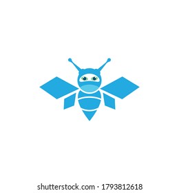 Bee robot logo vector icon illustration design
