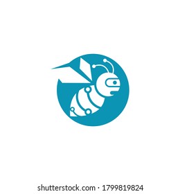 Bee robot logo vector icon illustration design