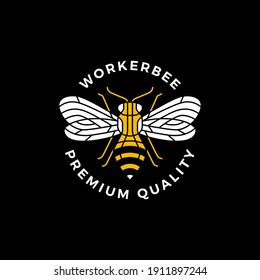 bee round badge label logo vector icon illustration