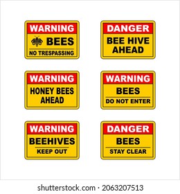 Bee Safety Sign, Insect Safety Sign Vector Art Illustration