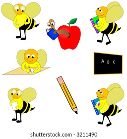 Bee school graphics. Vector.