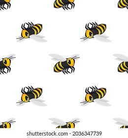 Bee seamless background. Honey bee, Insect texture in flat style. Template for clothing, fabrics or desktop wallpaper. Vector illustration EPS 10.