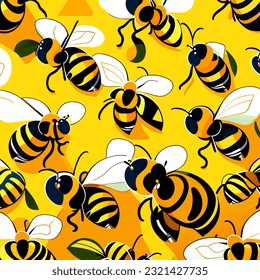 Bee seamless colorful pattern 5