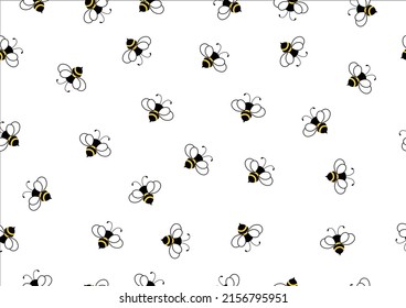 bee Seamless daisy and butterfly pattern repeating texture background design for fashion graphics, textile prints, fabrics, wallpapers.