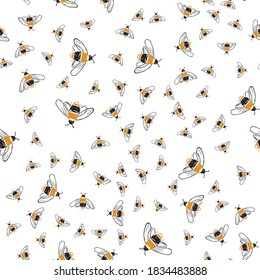 Bee seamless pattern.  Hexagon bee nature background