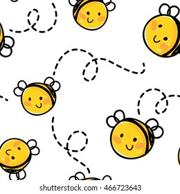 bee seamless pattern. honey vector. bee illustration.