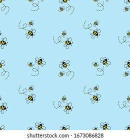 bee seamless pattern on pastel background. vector illustration.