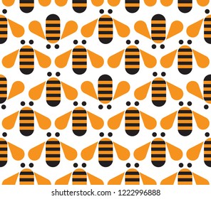 Bee Seamless Pattern On White Background