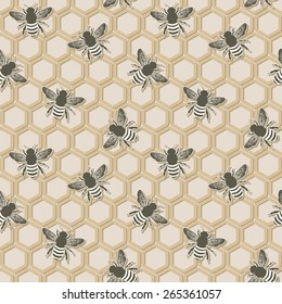 bee seamless pattern (used clipping mask) - vector illustration. eps 8