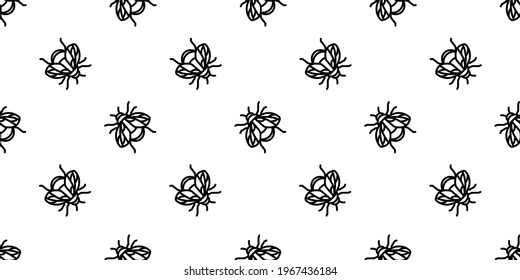 Bee seamless vector pattern. Simple cute bumblebee in a repeating ornament. Rich sienna color on the background and light decorative insects. Texture for paper, textile, posters and web. 