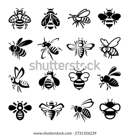 Bee set. Collection icon bee. Vector 
