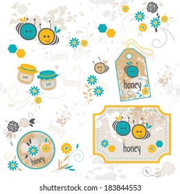 bee, set of illustrations 