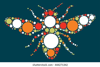 bee shape vector design by color point