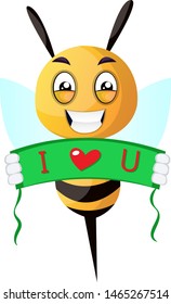 bee sharing love, illustration, vector on white background.