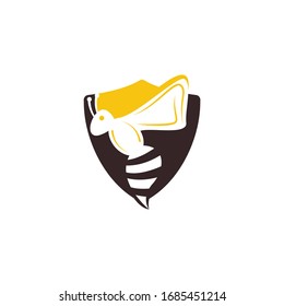 Bee in shield Logo design. bee logo Concept for honey package design.