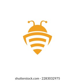 Plantilla de diseño de logotipo de abejas y escudos