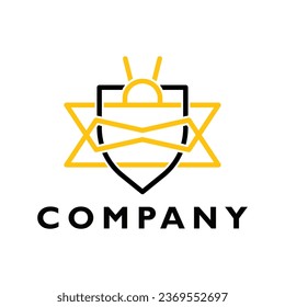 Bee shield minimalist logo designs