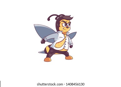 a bee in a shirt, a bee character, confident, - vektor
