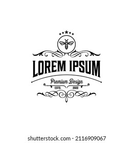 bee shop vintage vector logo symbol illustration design