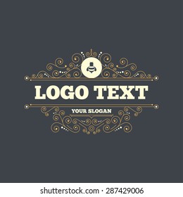Bee sign icon. Honeybee or apis with wings symbol. Flying insect. Flourishes calligraphic ornament. Vector