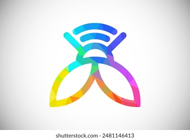Bee signal logo design vector template. Wifi Bee connection logo