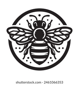 Bee silhouette black vector flat illustration