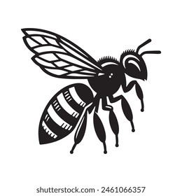 Bee silhouette black vector flat illustration