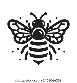 Bee silhouette black vector flat illustration