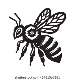 Bee silhouette black vector flat illustration