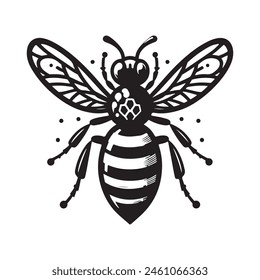 Bee silhouette black vector flat illustration